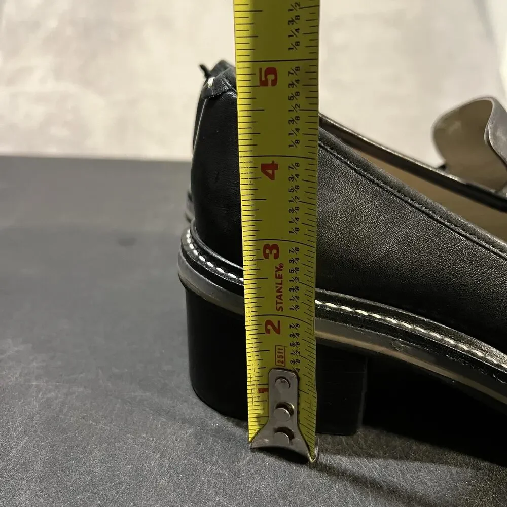 Bernardo Selma Shoes Womens 8.5 Black Leather Lug Sole Block Heel Loafers Penny - Picture 12 of 12